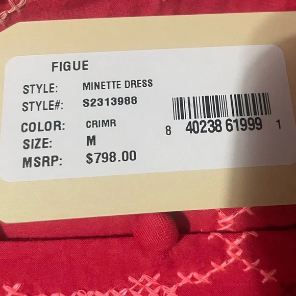 Figue Minette Cross-Stitch Embroidered Midi Dress Size M Festive Occasion